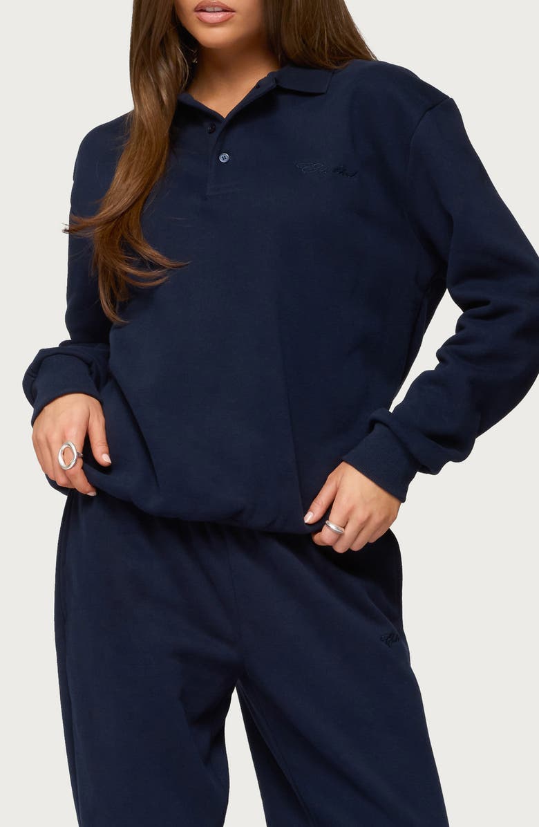 EDIKTED Jayce Oversized Polo Sweatshirt, Main, color, 
