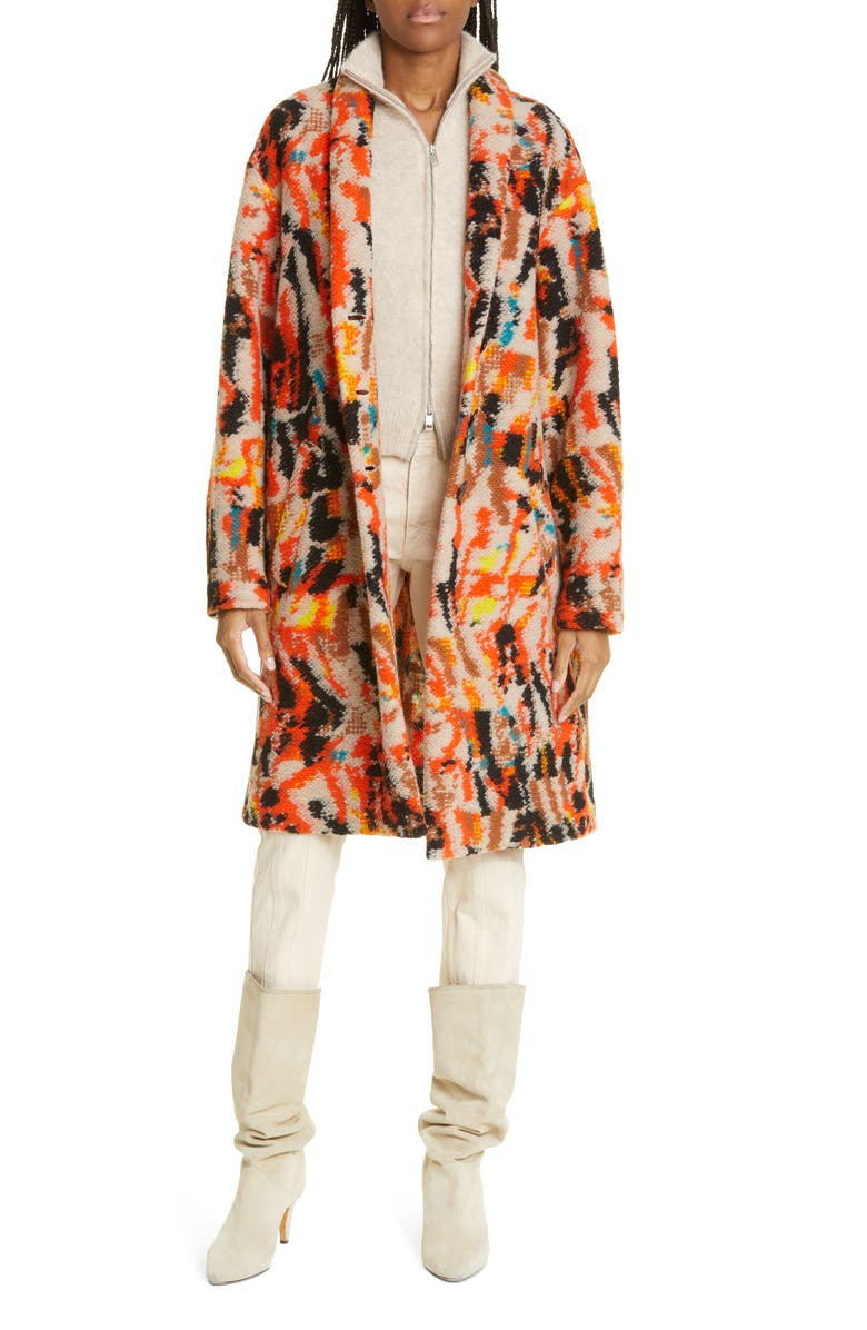 Isabel Marant Étoile Sharon Abstract Longline Coat, Main, color,