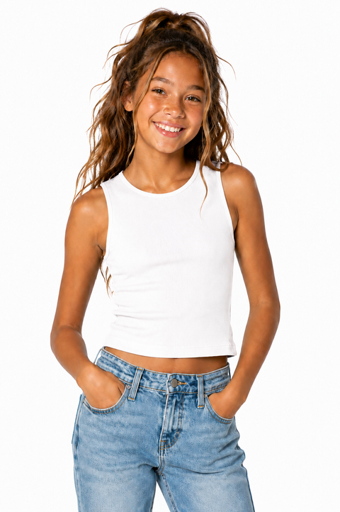 Ribbed crop sports tank top - Big Kid