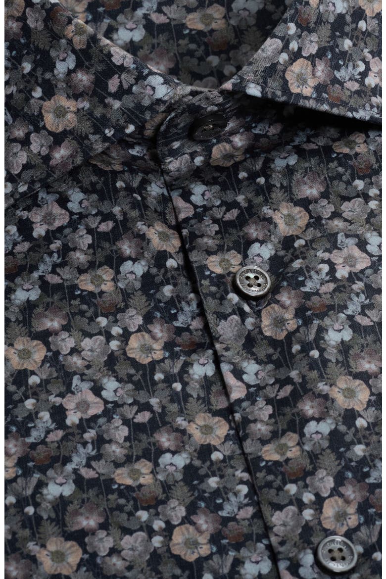 Axel Shaped Fit Floral Stretch Button-Up Shirt, Alternate, color, KHAKI