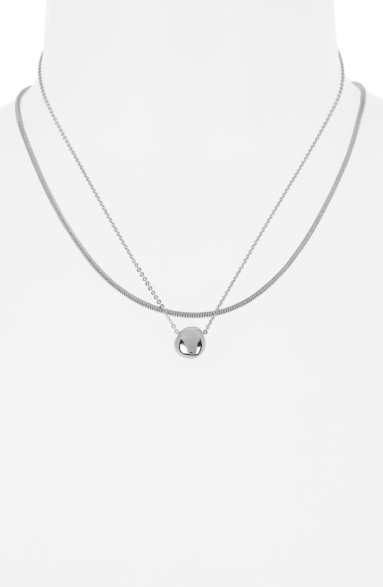 NORDSTROM RACK Set of 2 Demi Fine Chain Pendant Necklaces, Alternate, color, Silver