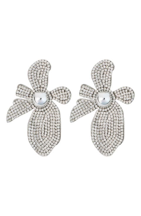 Crystal Flower Drop Earrings