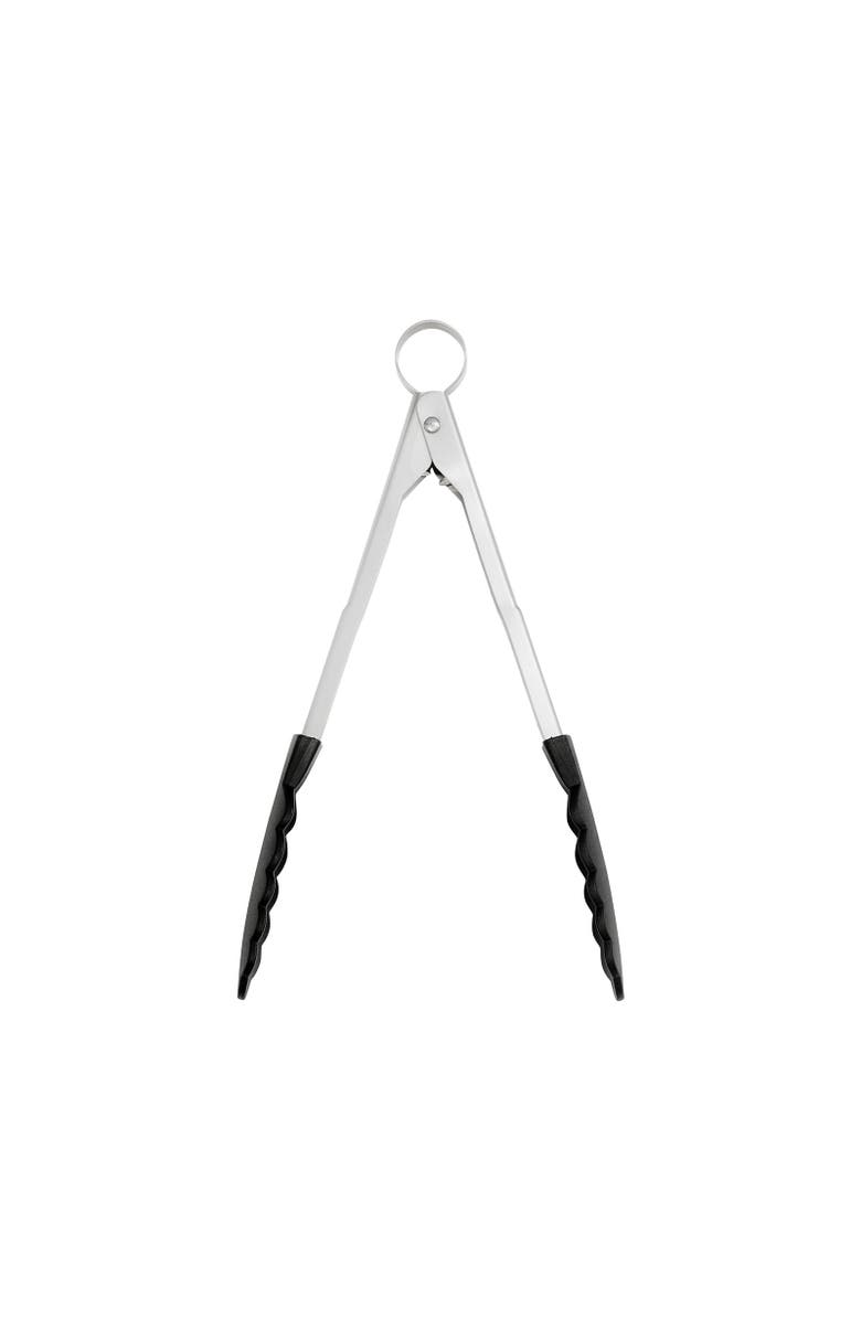 CUISIPRO 9.5 Inch Nonstick Nylon Locking Tongs, Main, color, Black