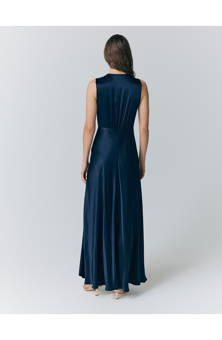 Ghost London River V Neck Button Satin Maxi Dress, Alternate, color, Navy