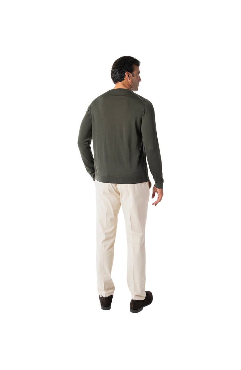 Robert Talbott Keaton Crewneck Sweater, Alternate, color, Olive Green With Navy Tipping