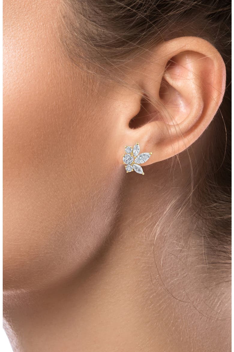 Cubic Zirconia Cluster Stud Earrings, Alternate, color, GOLD