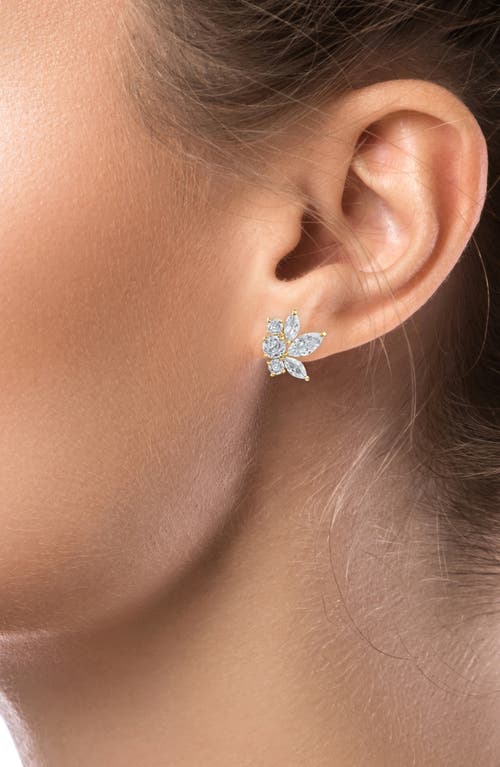 Cz By Kenneth Jay Lane Cubic Zirconia Cluster Stud Earrings In Gold