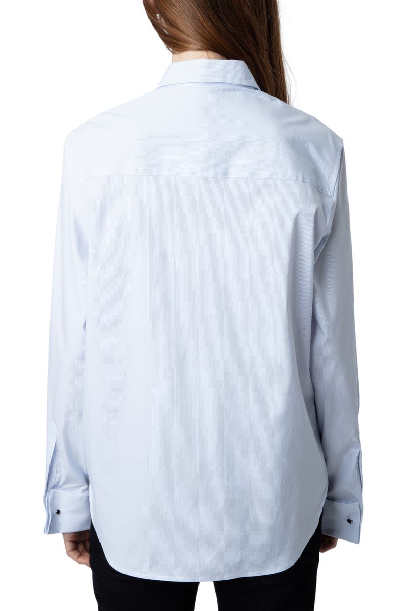 Zadig & Voltaire Taszika French Cuff Cotton Blend Button-Up Shirt, Alternate, color,