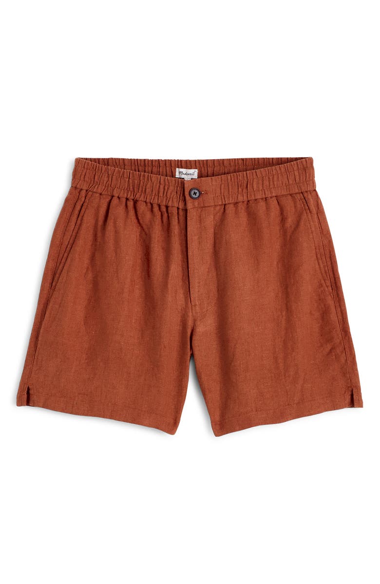 Madewell Everywear Linen Shorts, Alternate, color, Terracotta