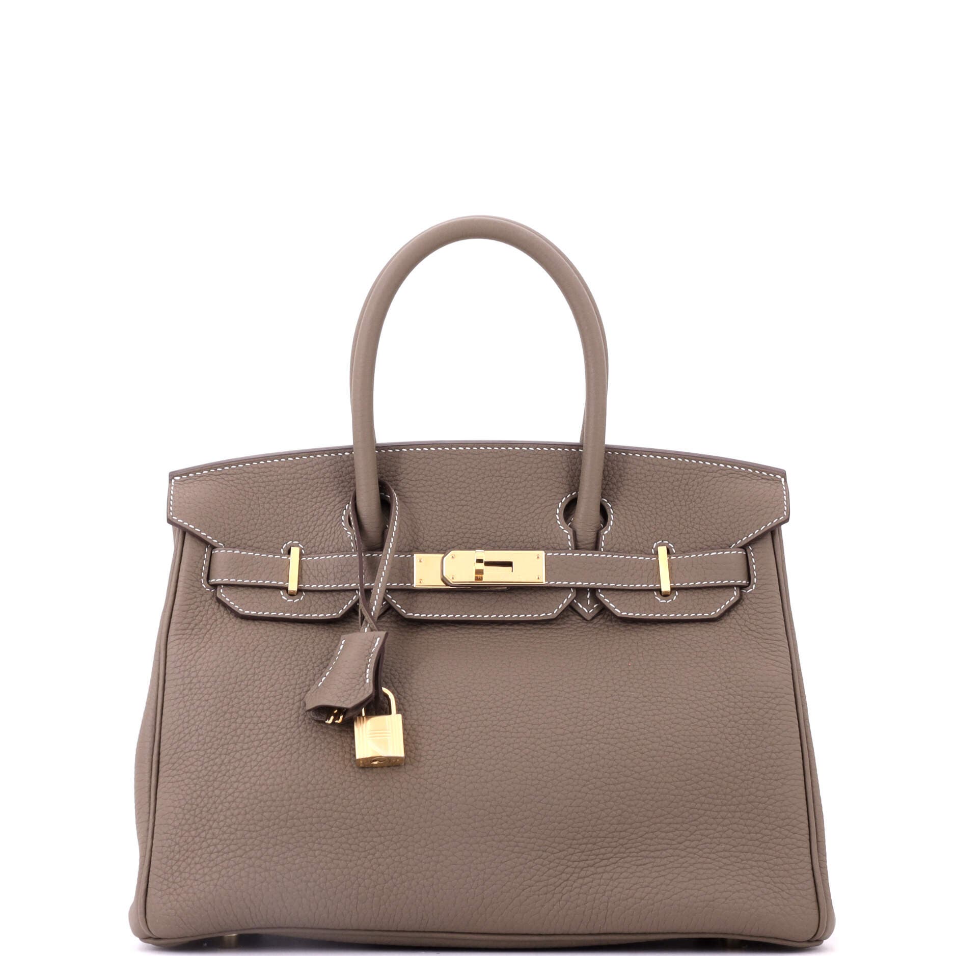 Pre-Owned Hermes Birkin Handbag Grey Togo with Gold Hardware 30, Main, color, Etoupe