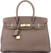 Pre-Owned Hermes Birkin Handbag Grey Togo with Gold Hardware 30
