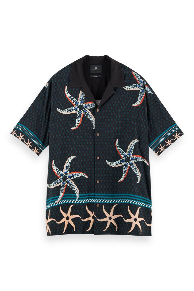 Tropical Print Button-Up Shirt, Alternate, color, BLUE