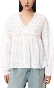 AllSaints Neneh Lace Trim Eyelet Top