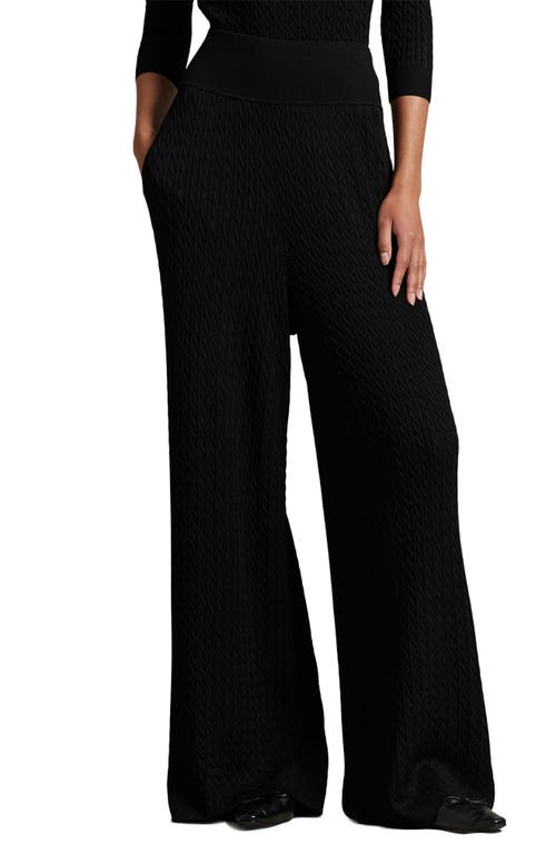 Polo Ralph Lauren Cable Knit Wide Leg Pants In Black