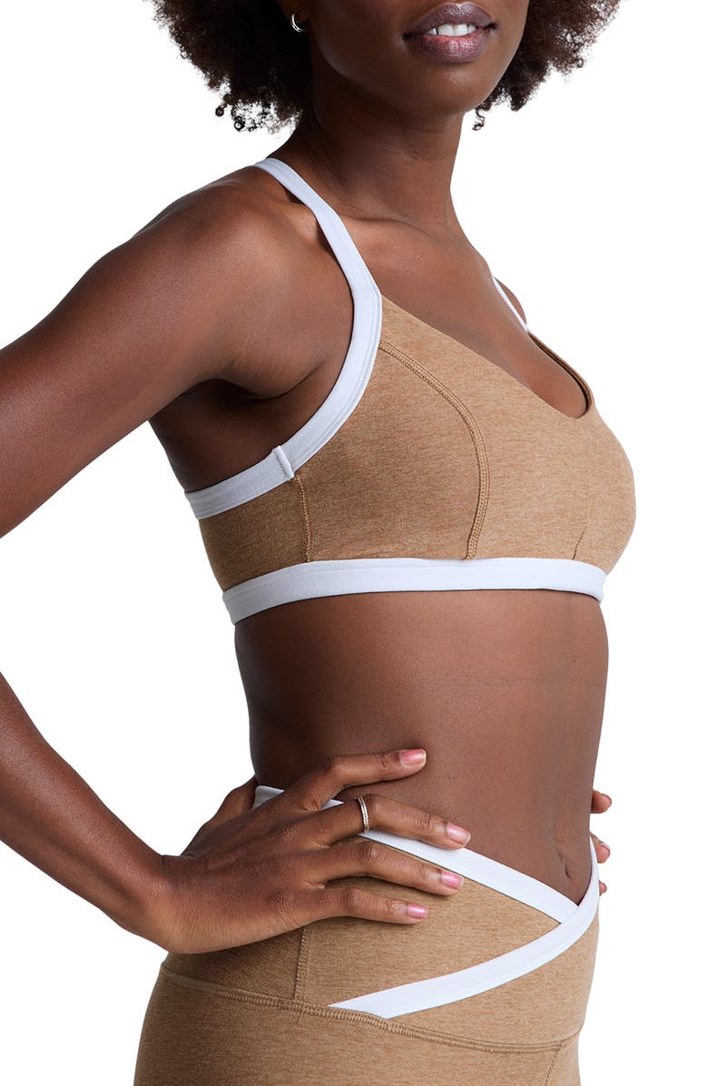 Beyond Yoga Spacedye Outlines Sports Bra, Alternate, color, Desert Sand/ Cloud White