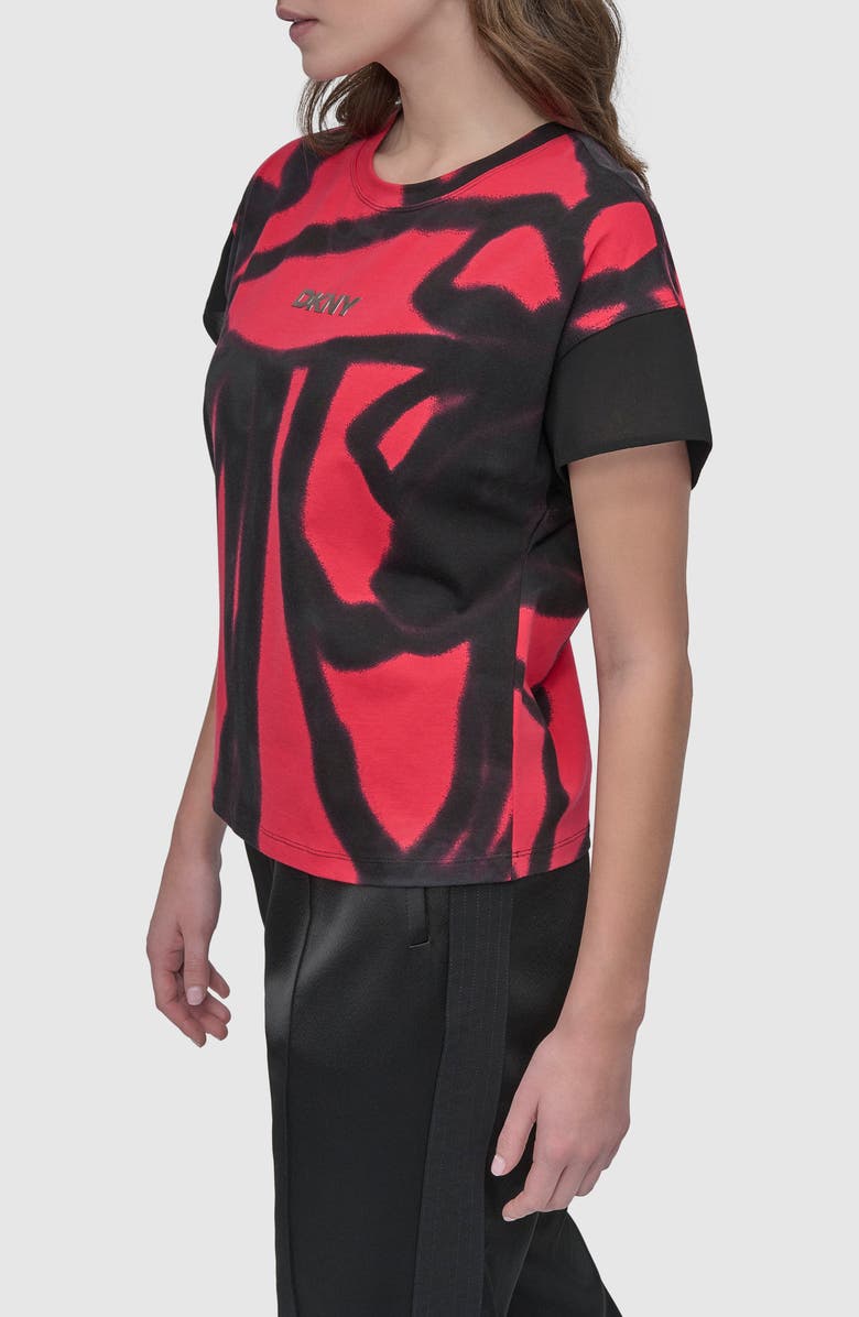 DKNY Print Cotton Blend Top, Alternate, color, Floral Pink