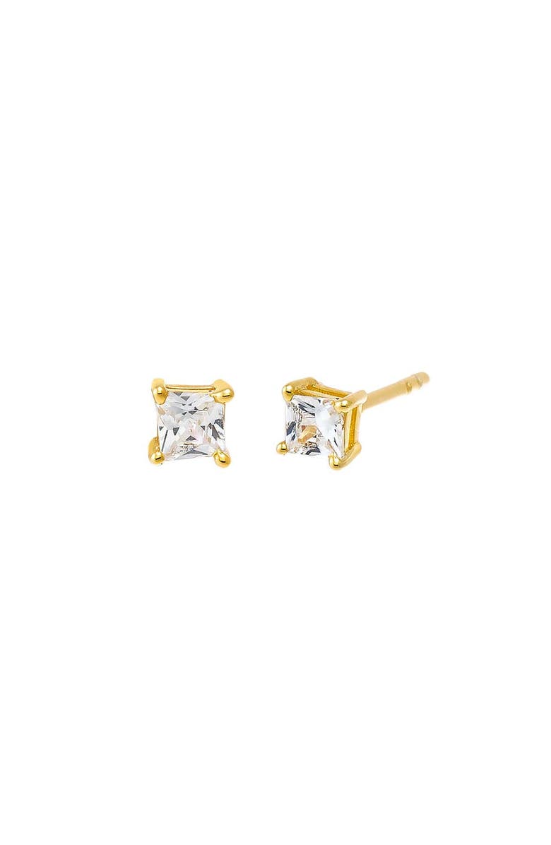 BY ADINA EDEN Mini CZ Princess Cut Stud Earring, Main, color, 