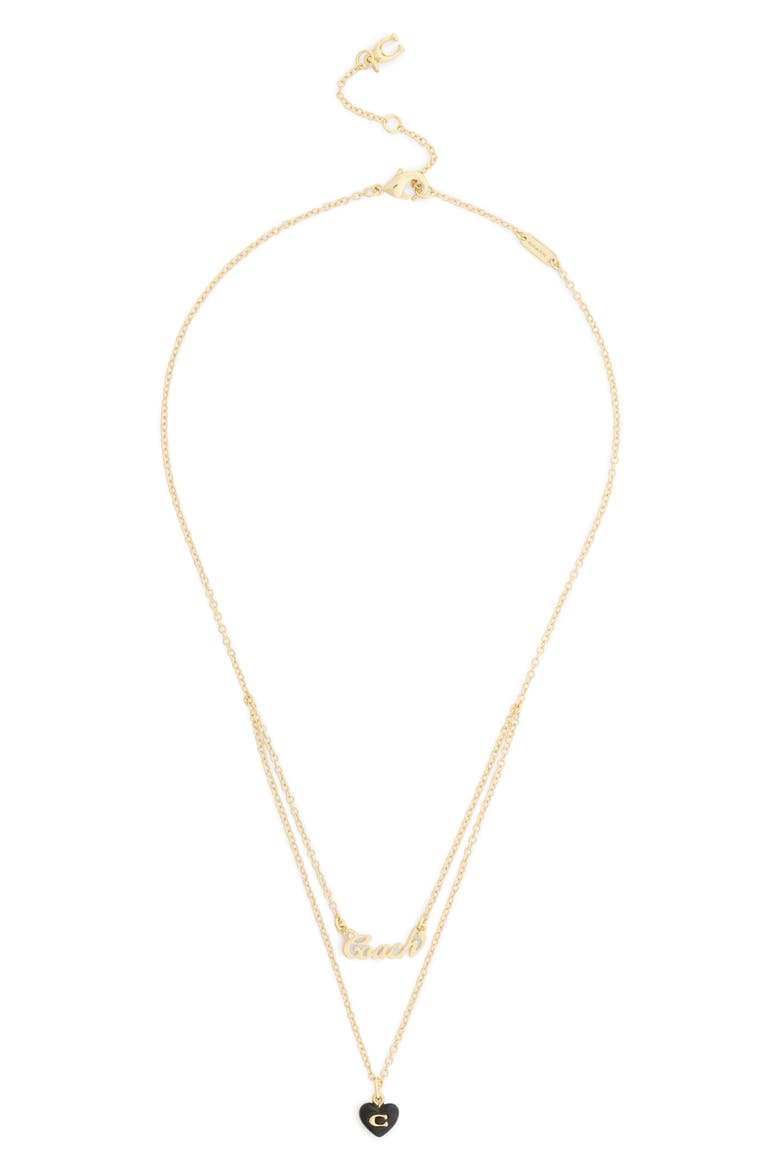 Logo Heart Pendant Layered Necklace, Alternate, color, BLACK
