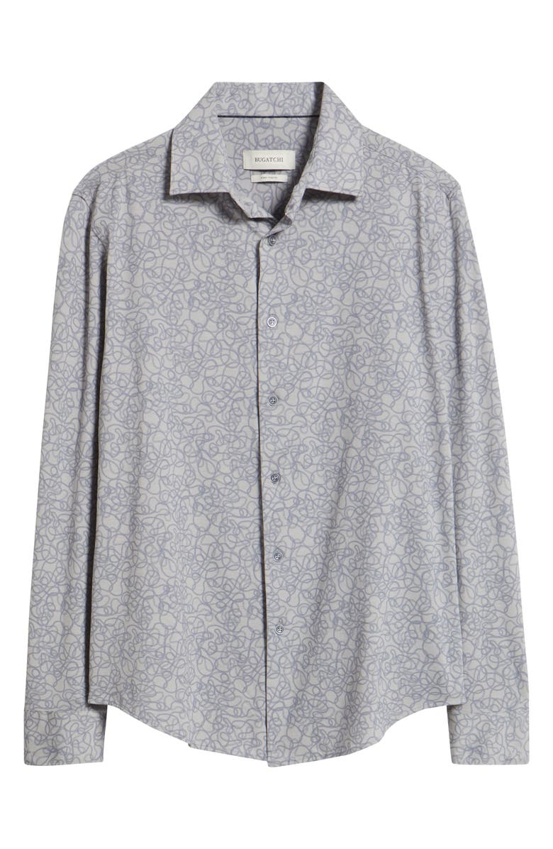 Bugatchi James OoohCotton<sup>®</sup> Serpentine String Print Twill Button-Up Shirt, Alternate, color, Platinum