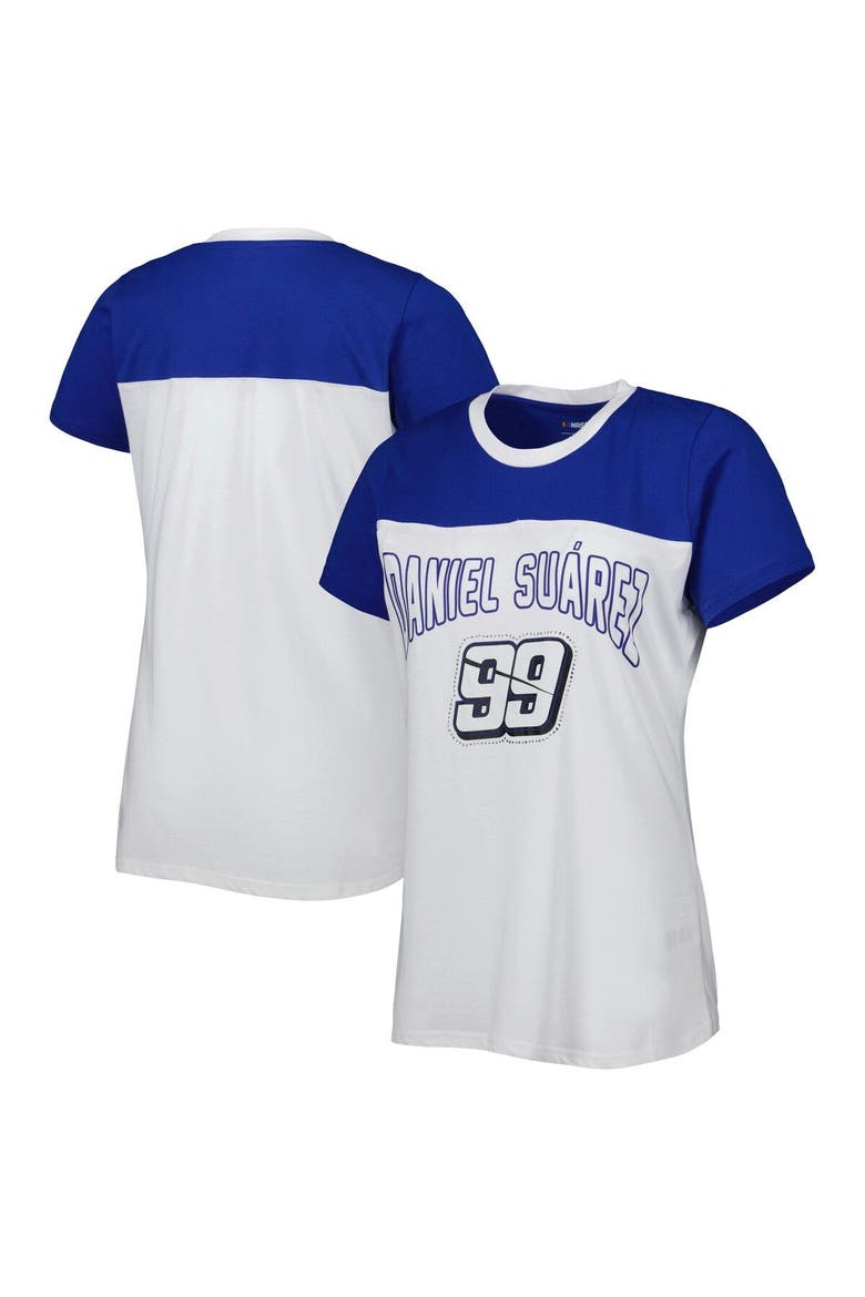 Women's G-III 4Her by Carl Banks White/Light Blue Daniel Suarez Box Score T-Shirt, Main, color, White