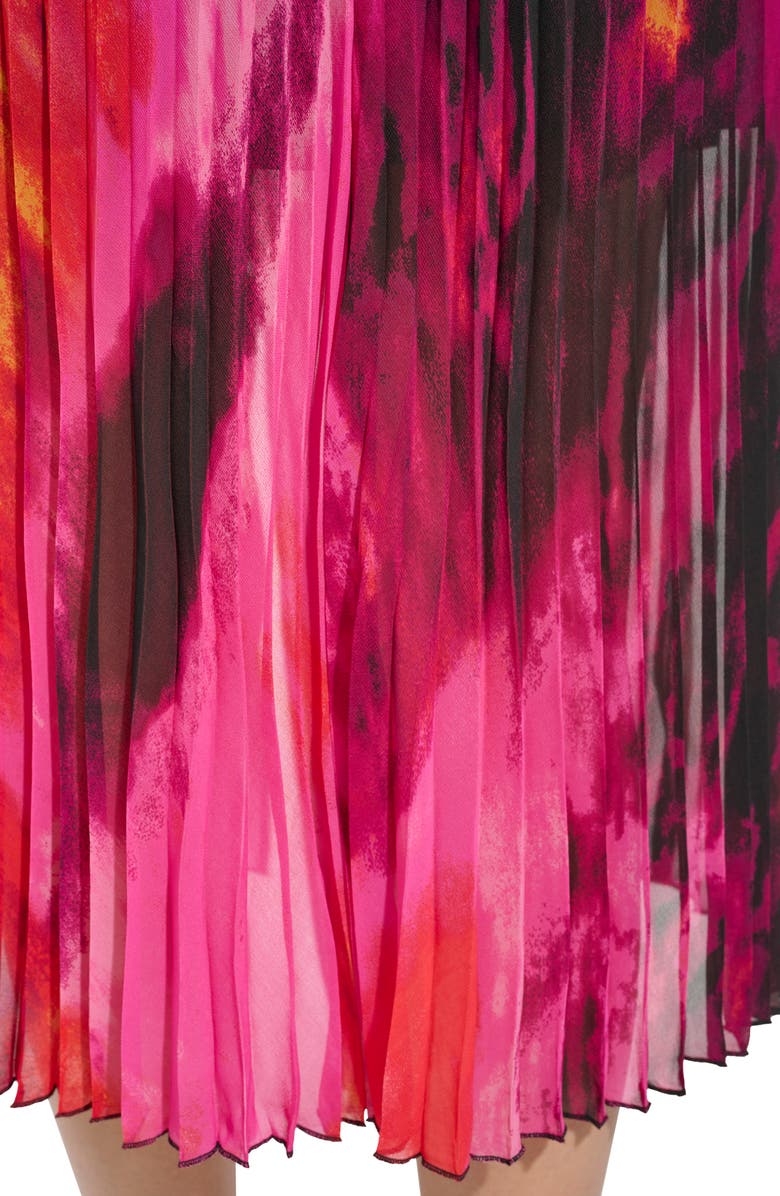 DKNY Print Pleated Asymmetric Midi Skirt, Alternate, color,