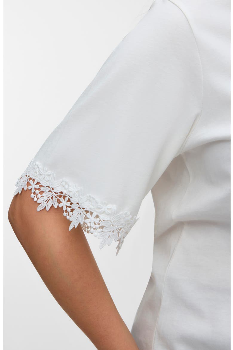 Lace Trim Organic Cotton T-Shirt, Alternate, color, SNOW WHITE