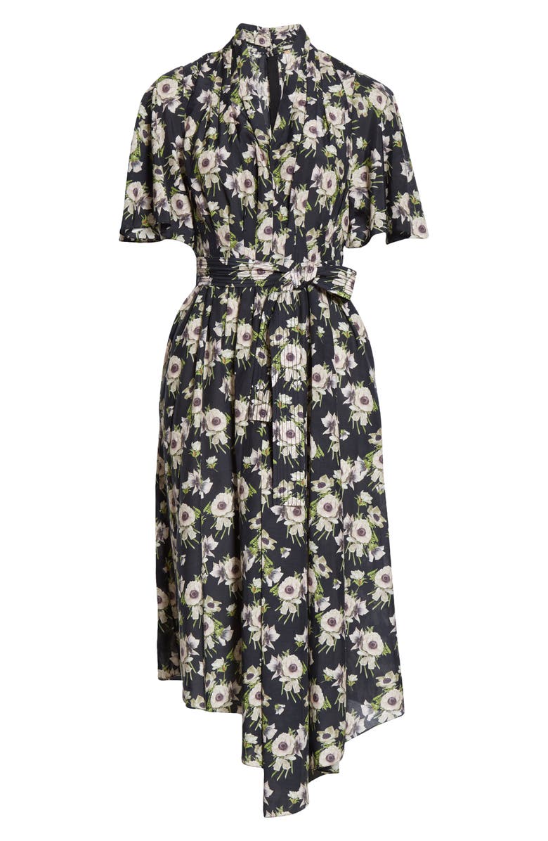 Adam Lippes Floral Asymmetrical Cotton & Silk Dress, Alternate, color,