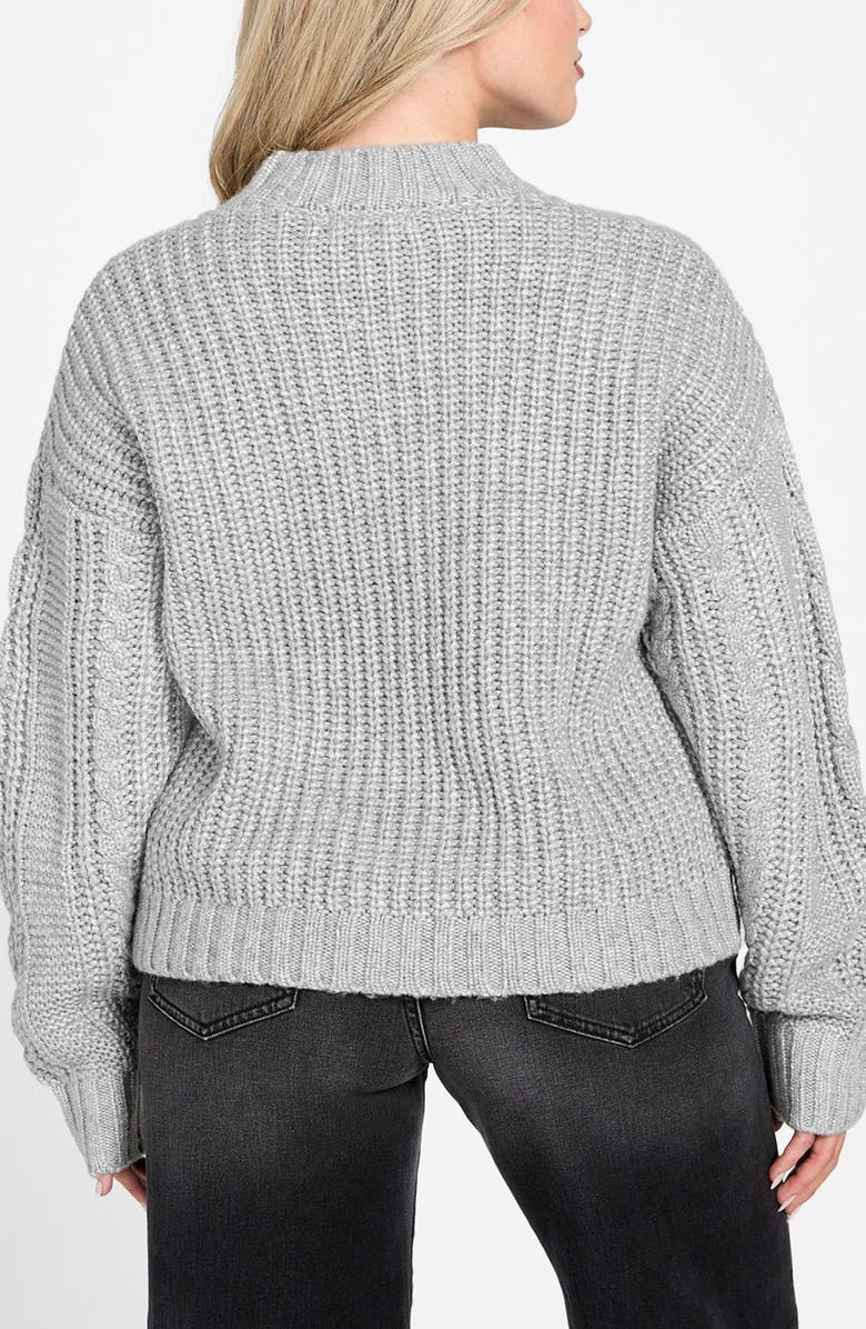GUESS Nathalie Cable Mock Neck Sweater, Alternate, color, Medium Grey