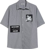 Undercover Patchwork Stripe Button-Up Shirt