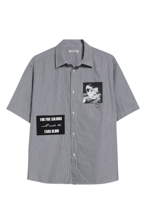 Undercover Patchwork Stripe Button-up Shirt In Black St