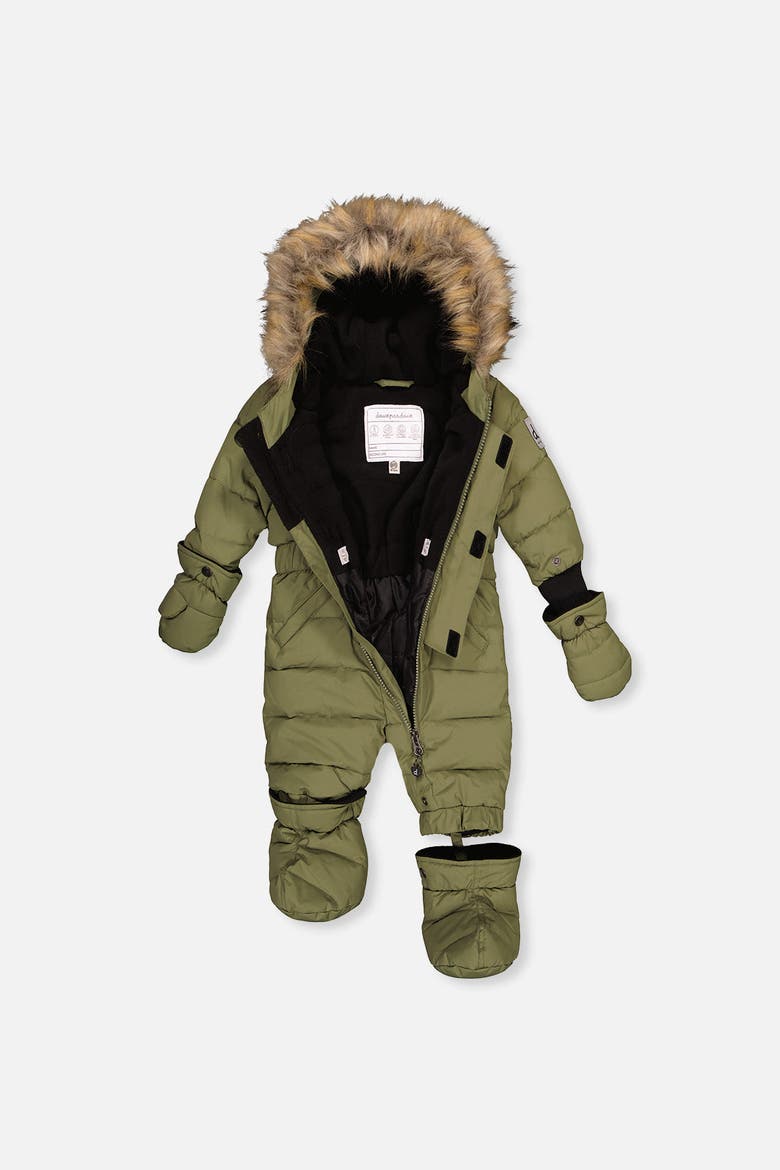Waterproof Fleece-Lined One Piece Snowsuit, Alternate, color, Olive Green