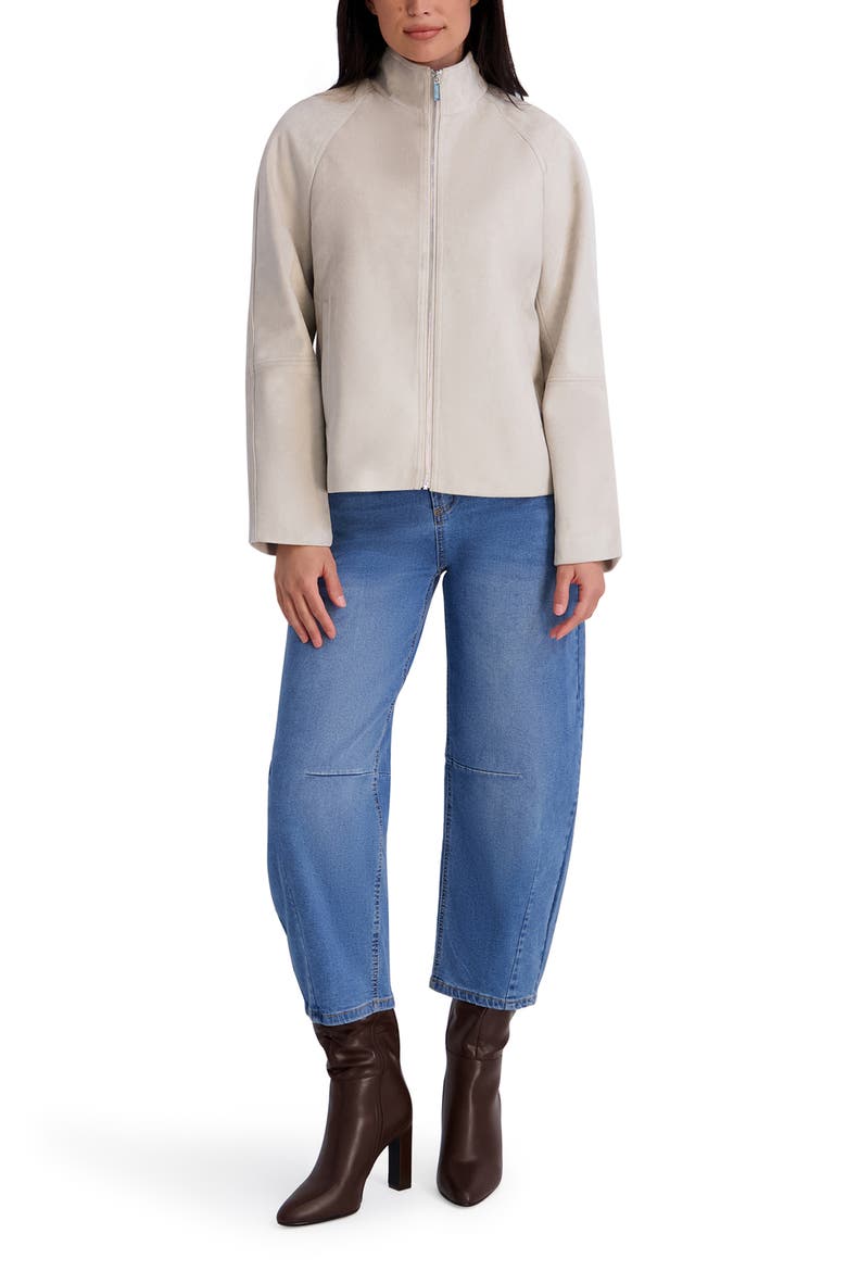 Faux Suede Scuba Jacket, Alternate, color, BONE