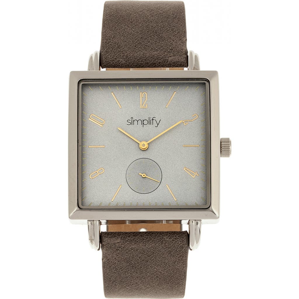 Simplify The 5000 Leather-band Watch In Charcoal/grey