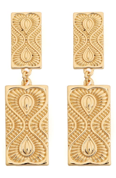 Textured Rectangle Drop Earrings