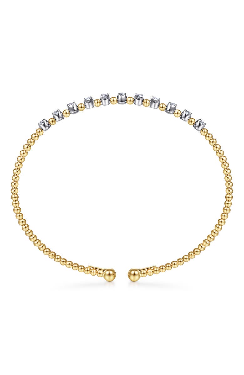 Gabriel & Co. Bujukan Diamond Beaded Cuff Bracelet, Alternate, color, Two Tone