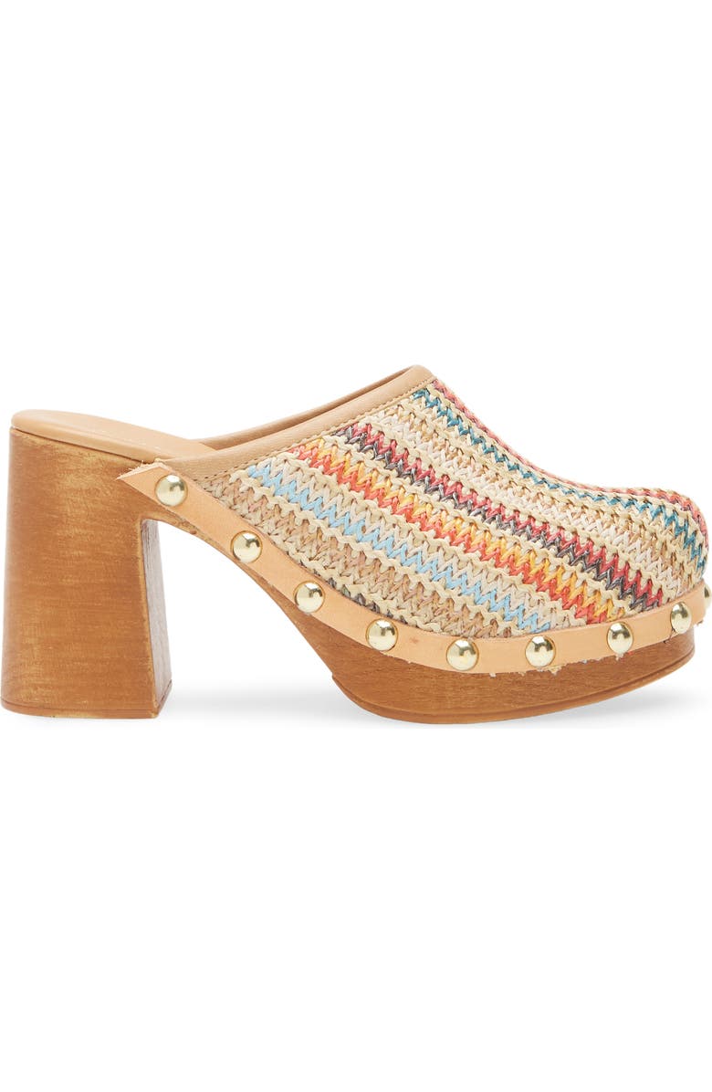 Chocolat Blu Melody Block Heel Clog, Alternate, color, Multi Raffia