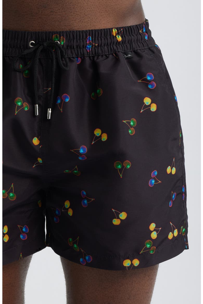 Cherries Swim Trunks, Alternate, color, BLACK