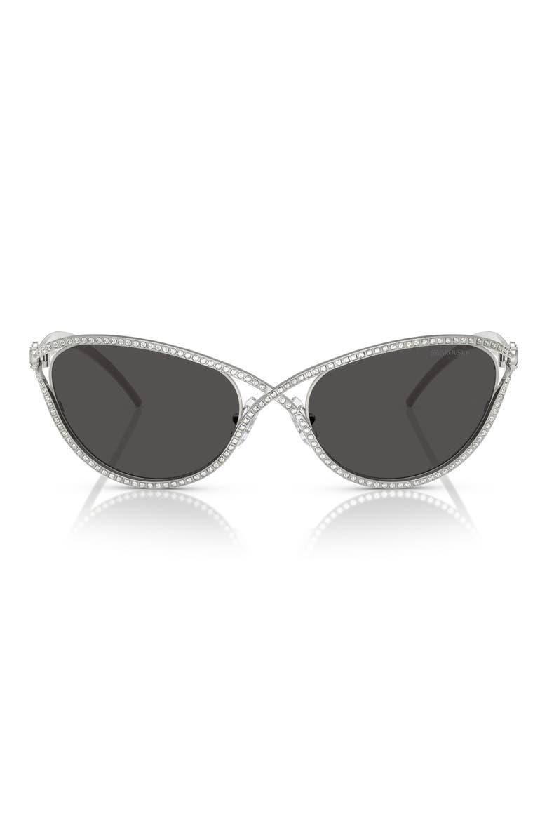 58mm Cat Eye Sunglasses, Main, color, SILVER