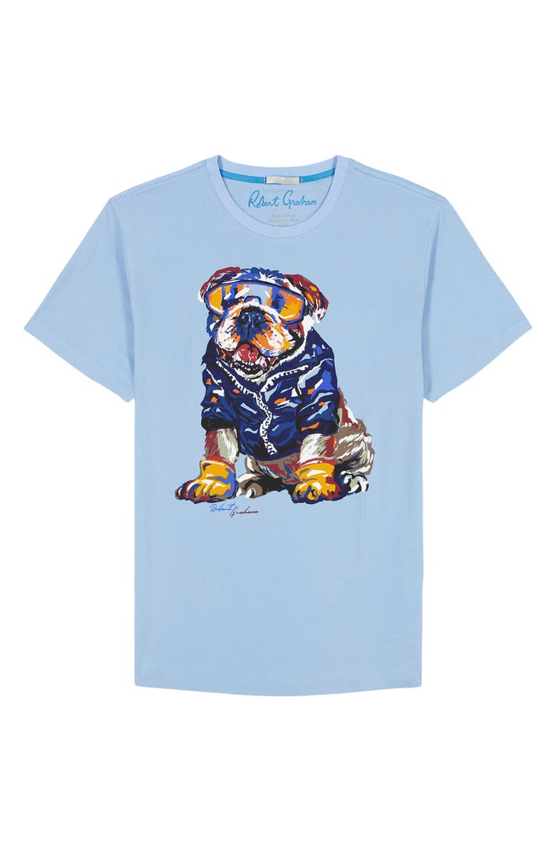 Robert Graham Chill Bulldog Cotton Graphic T-Shirt, Alternate, color, Slate Blue