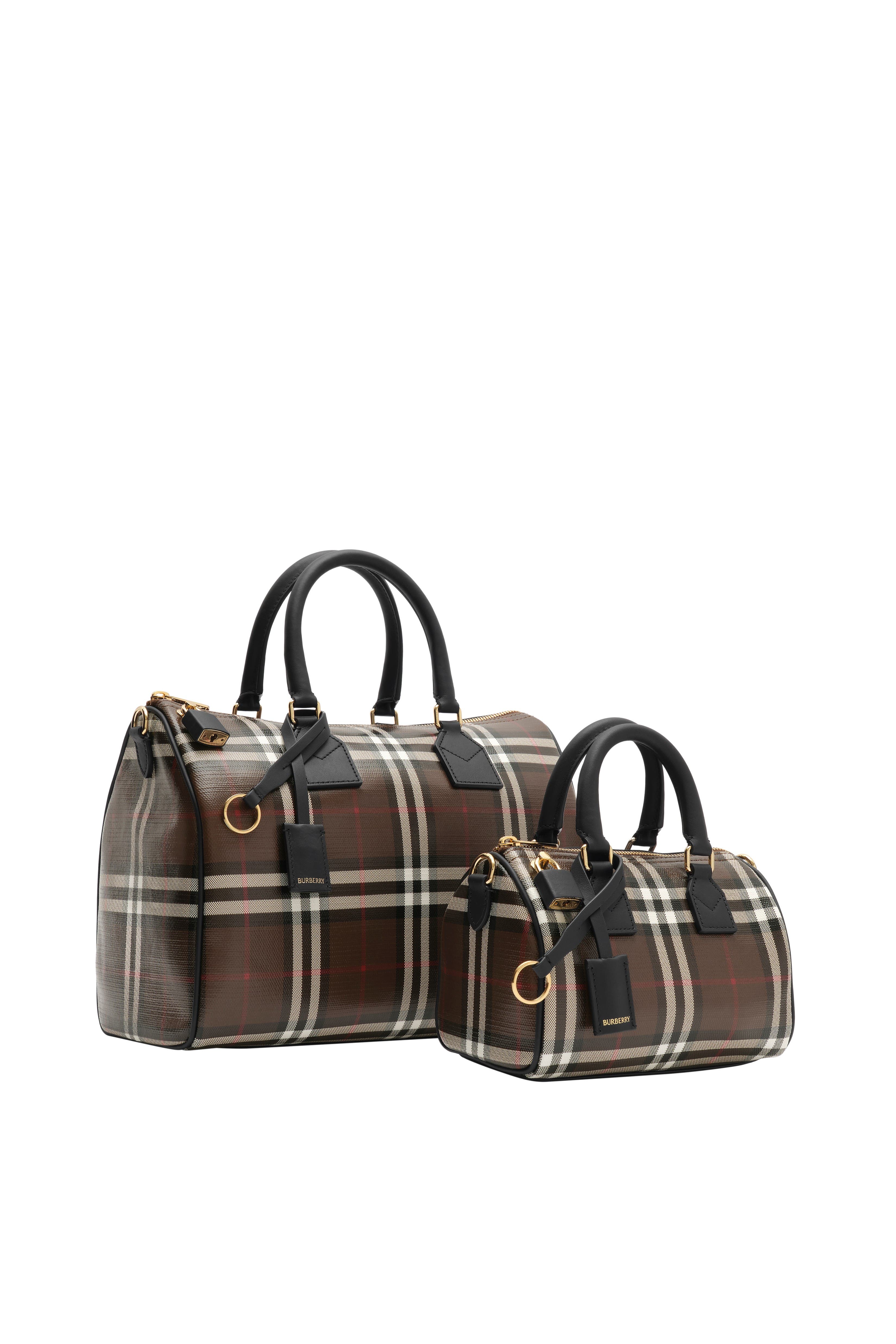 Mini Check Bowling Bag, Alternate, color, Chocolate brown