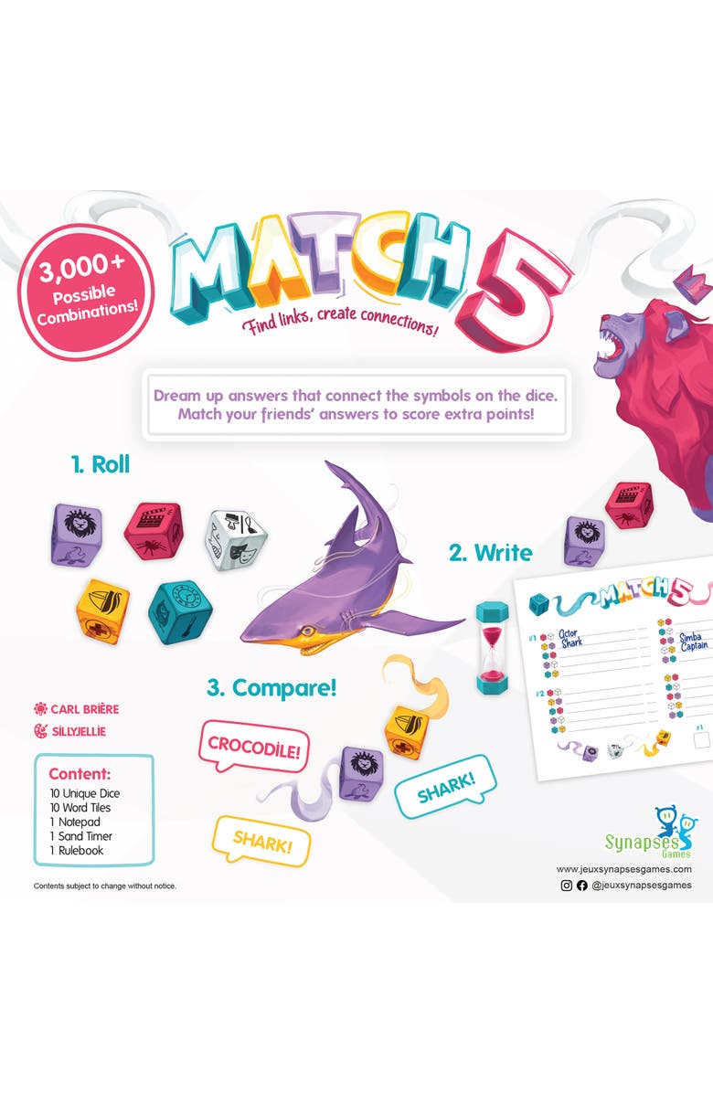 Synapses Games Match 5 Family Board Game Word Association and Dice Game, Alternate, color, Multicolored