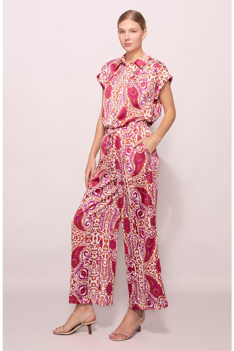 Satin Wide Leg Pants, Alternate, color, IVORY RED PAISLEY