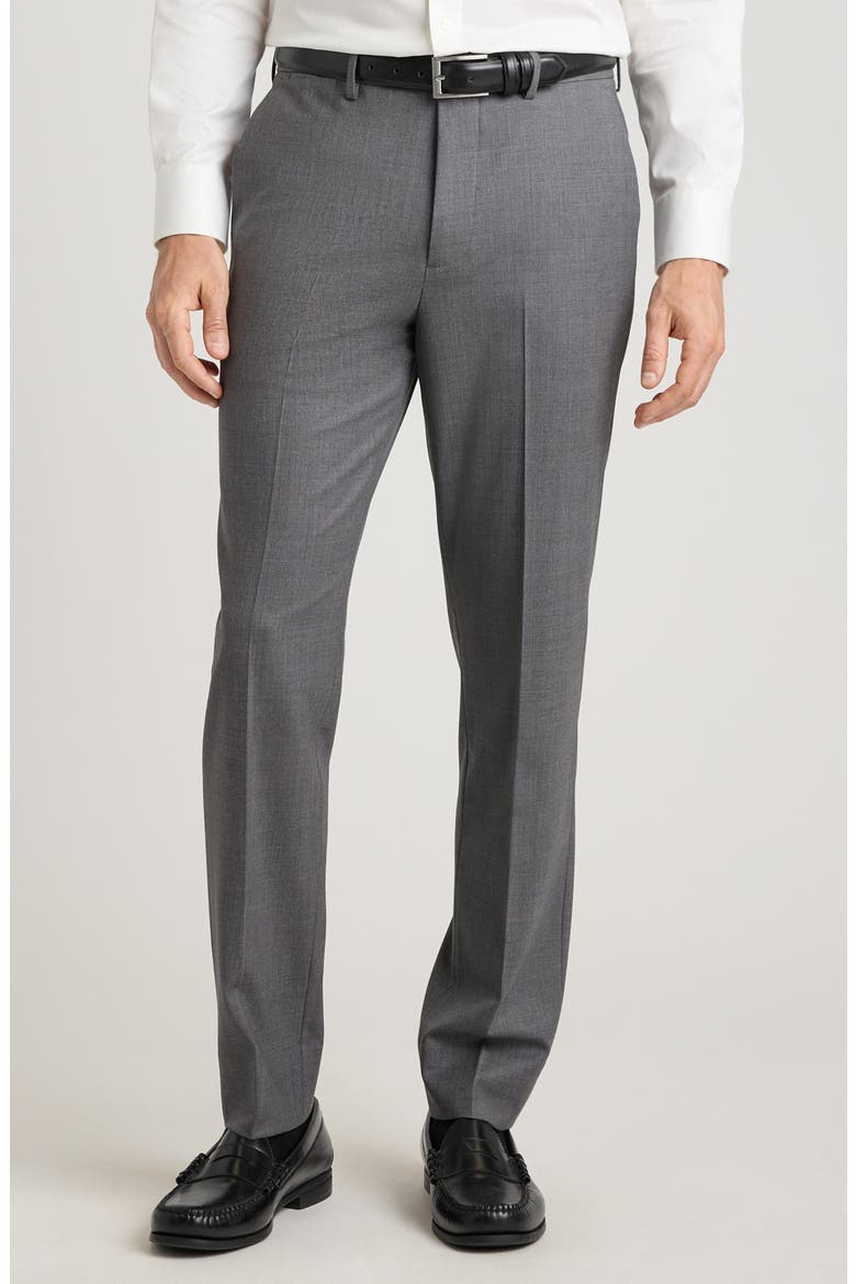 Weekday Warrior Slim Fit Flat Front Stretch Wool Dress Pants, Main, color, MEDIUM GREY TWILL