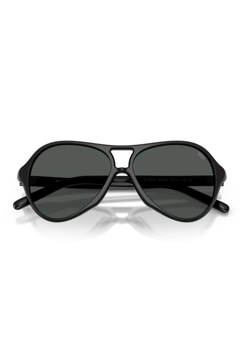57mm Pilot Sunglasses, Alternate, color, SOLID BLACK / SOLID BLACK