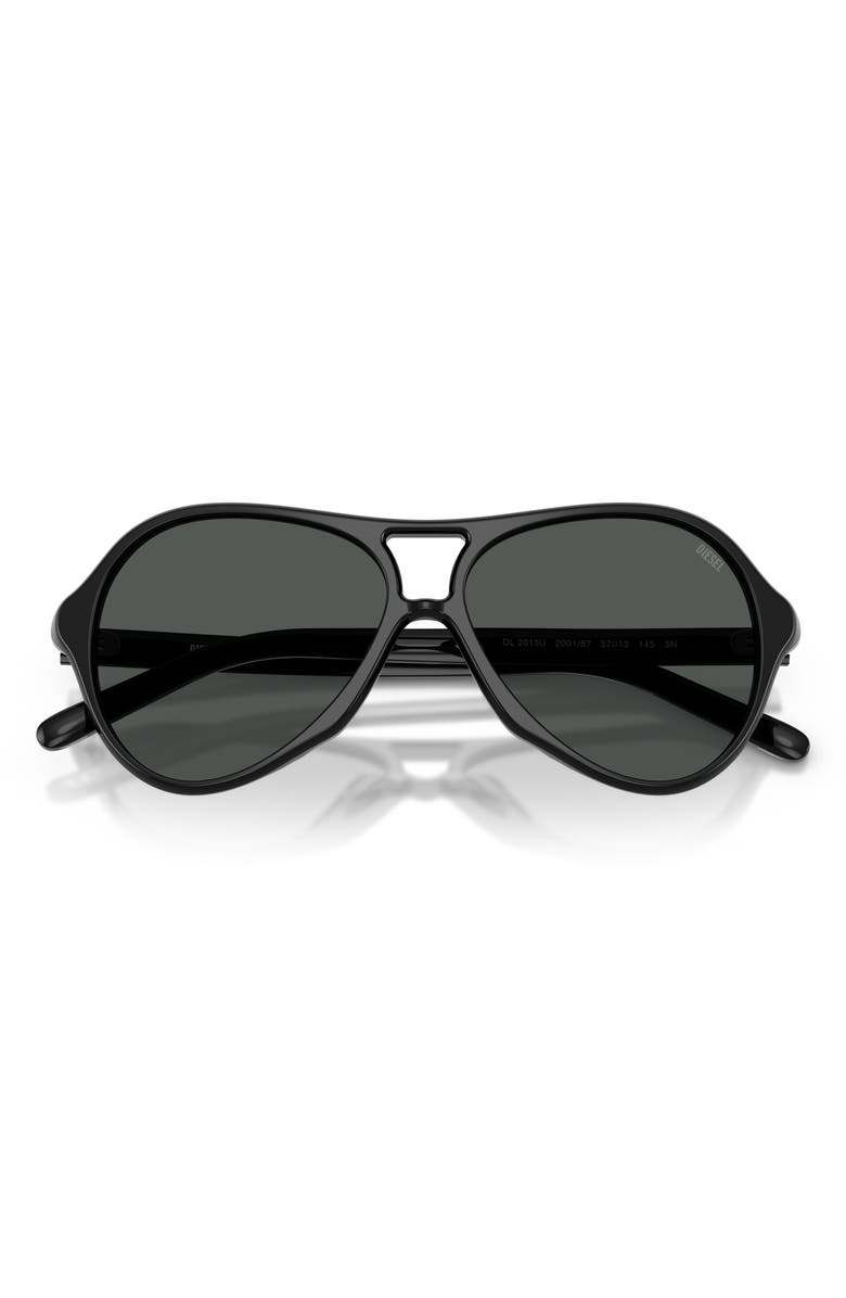 DIESEL<sup>®</sup> 57mm Pilot Sunglasses, Alternate, color, Solid Black / Solid Black