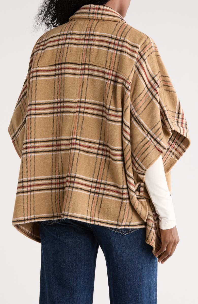 Ookie & Lala Faux Wool Plaid Cape, Alternate, color, Camel/ Black