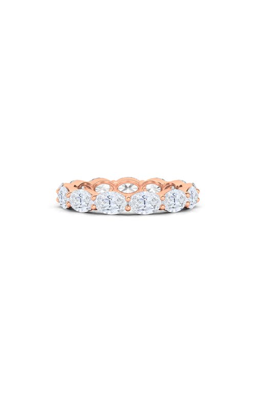 HauteCarat Sideways Lab Grown Diamond 18K Gold Eternity Ring in 2.73 Ctw Rose Gold 