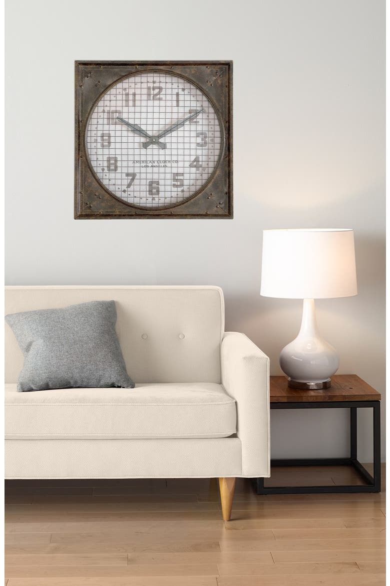 'Warehouse' Wall Clock with Grill, Alternate, color, WHITE