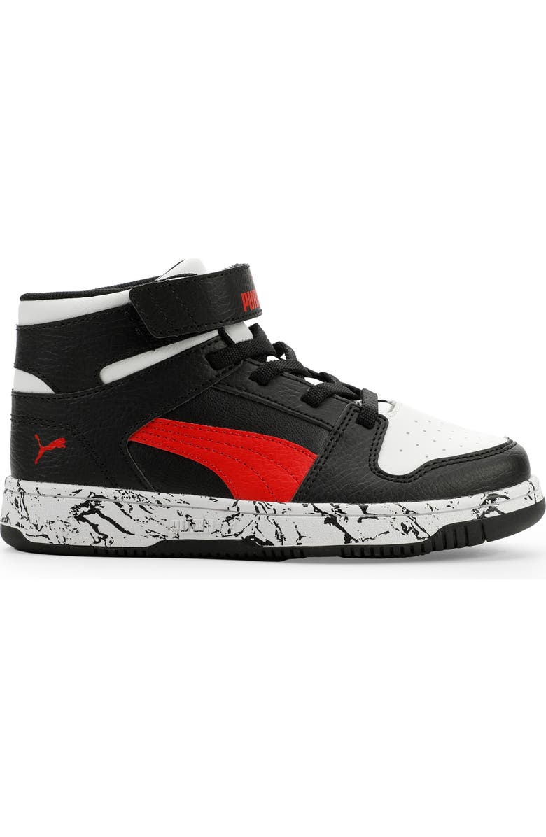 PUMA Kids' Rebound Layup High Top Sneaker, Alternate, color, Puma Black/ Red/ White