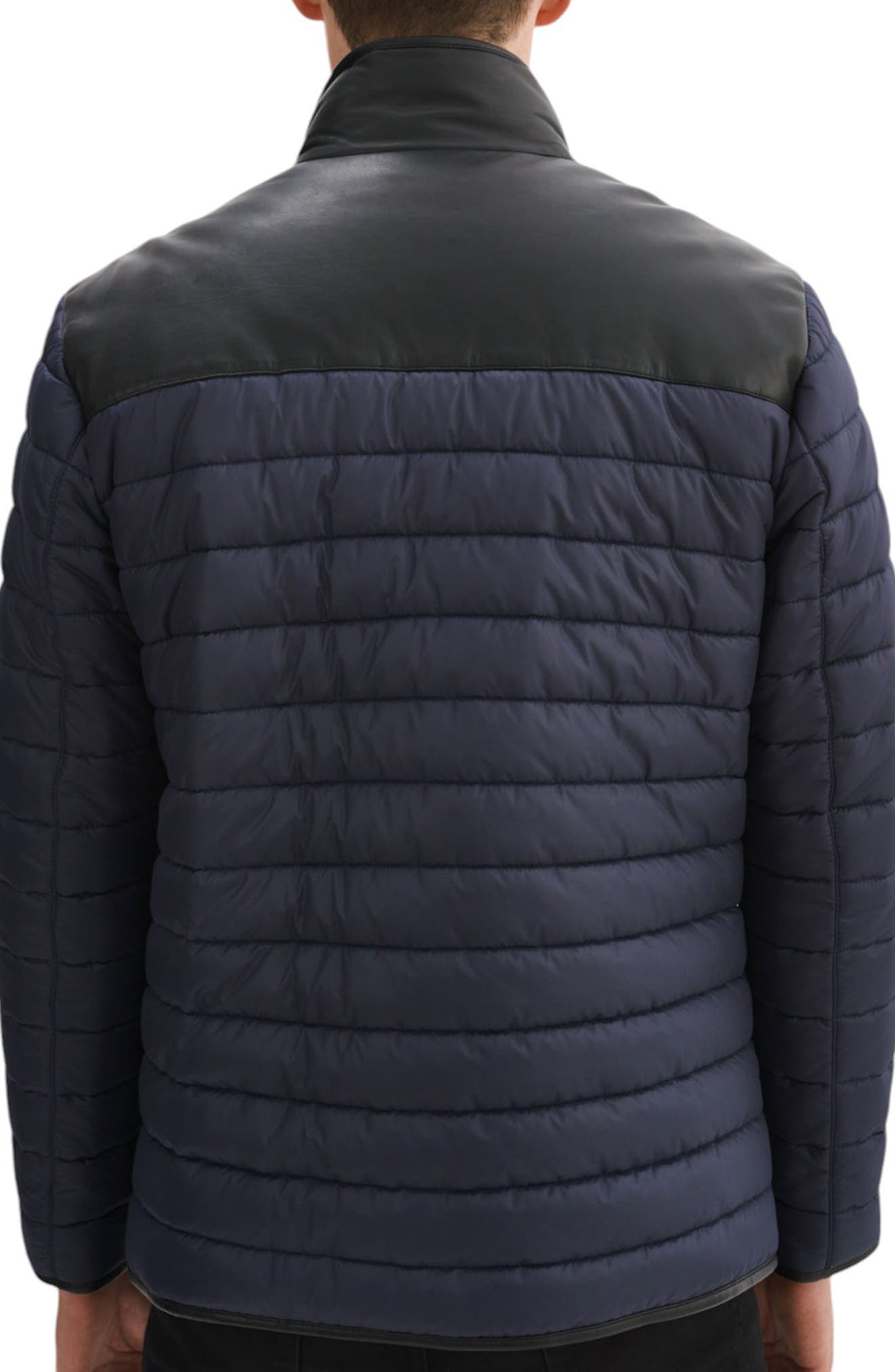 Leather Trim Channel Quilt Jacket - image 2